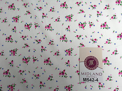 Ditsy Floral Printed on white Super Soft Polycotton Fabric 45' Wide M542 Mtex - Midland Textiles & Fabric