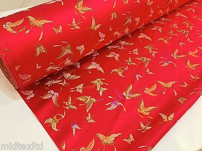 CHINESE ORIENTAL BUTTERFLY BROCADE SILKY SATIN DRESS FABRIC 44" wide Mtex M57 - Midland Textiles & Fabric