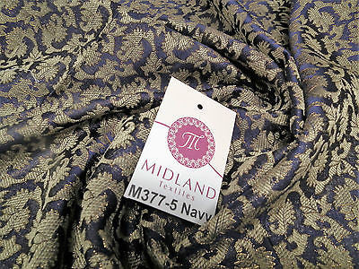 Indian  Floral Gold Metallic faux silk banarsi Brocade 44' Wide M377 - Midland Textiles & Fabric