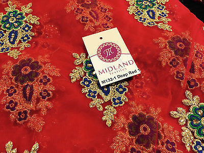 Indian Stone Embellished Embroidered Tulle net dress fabric 44' Wide M132 - Midland Textiles & Fabric