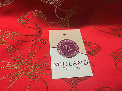 Red and gold Ribbon and Bow jacquard Chinese brocade Fabric 45" Wide M381 Mtex - Midland Textiles & Fabric