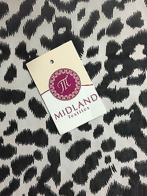 White and Black animal leopard print semi transparent chiffon 44" M161-17 Mtex - Midland Textiles & Fabric