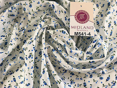 Small Floral Print on white soft polycotton dress Fabric 45' Wide M541 Mtex - Midland Textiles & Fabric