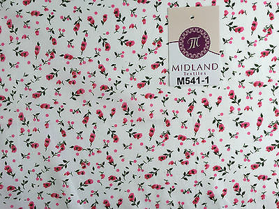 Small Floral Print on white soft polycotton dress Fabric 45' Wide M541 Mtex - Midland Textiles & Fabric