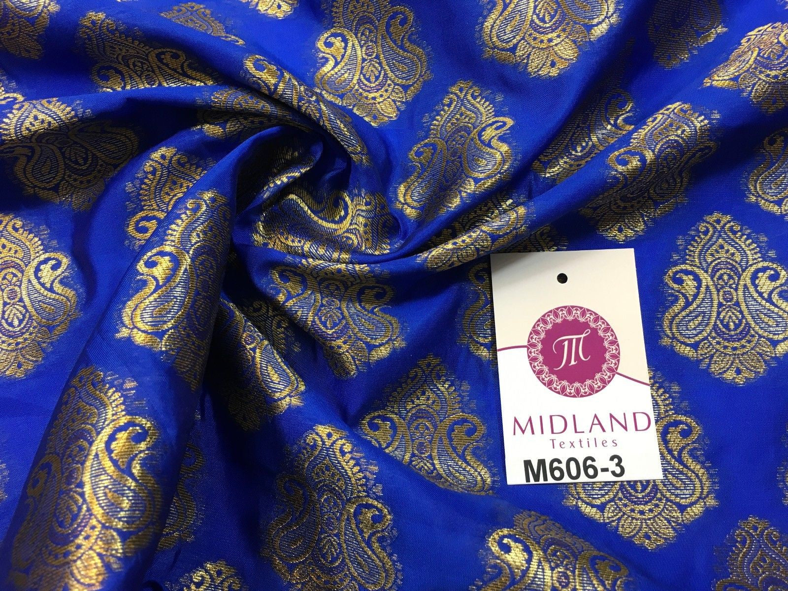 Indian Paisley Ornamental Metallic faux silk banarsi Brocade 44' Wide M606 - Midland Textiles & Fabric