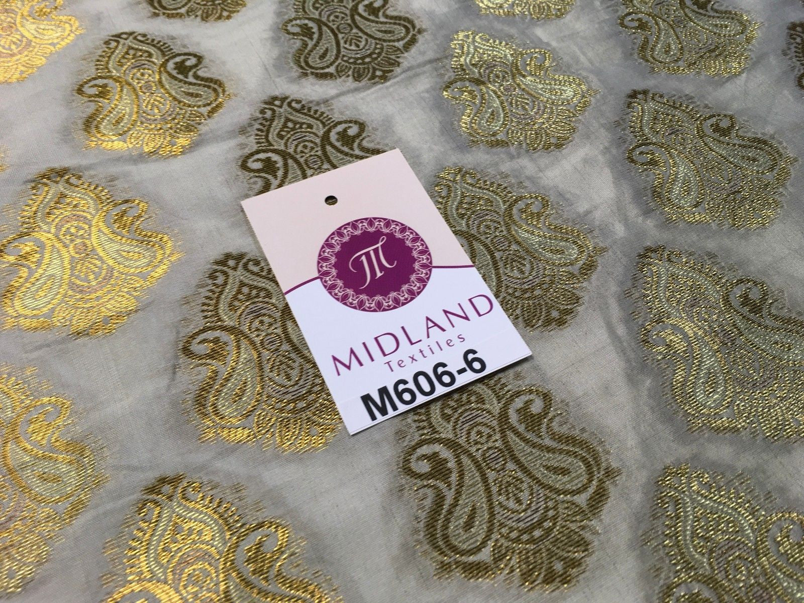 Indian Paisley Ornamental Metallic faux silk banarsi Brocade 44' Wide M606 - Midland Textiles & Fabric