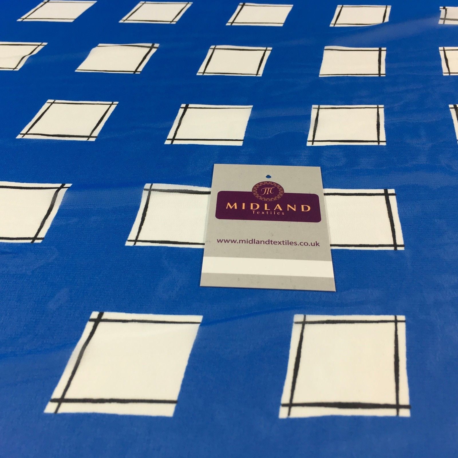 Cobalt blue and white check light chiffon Dress fabric 58' M401-18 Mtex - Midland Textiles & Fabric