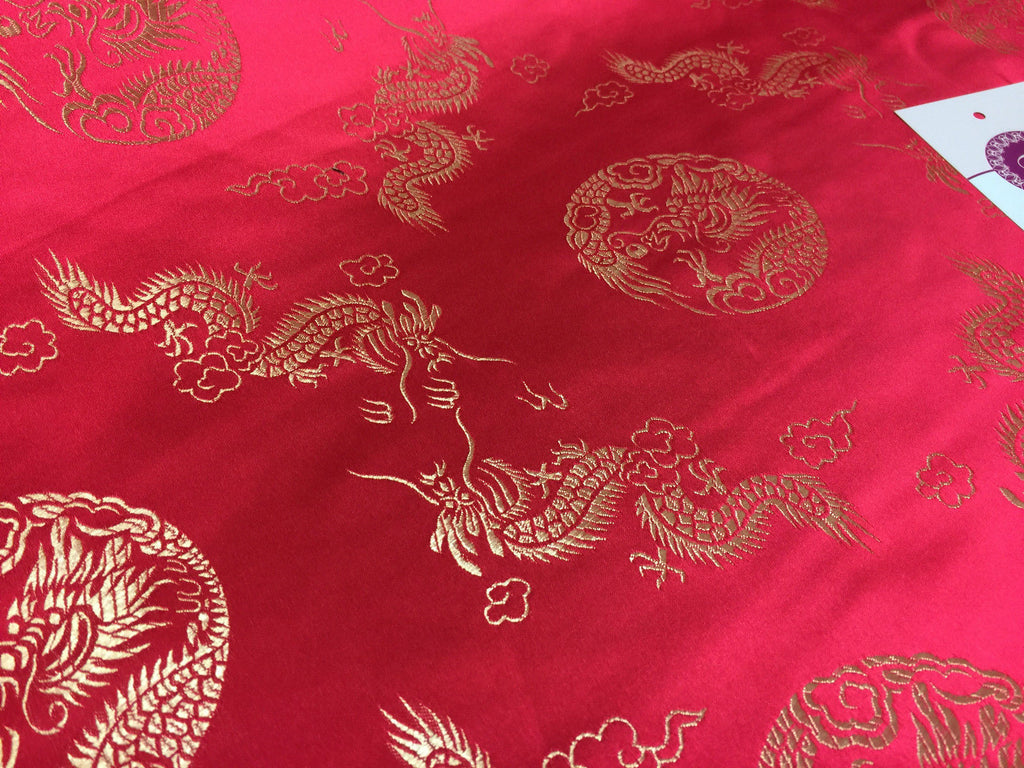 Traditional Oriental Gold Dragon Silk Satin Brocade 45