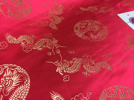 Traditional Oriental Gold Dragon Silk Satin Brocade 45" Wide M60 Mtex - Midland Textiles & Fabric