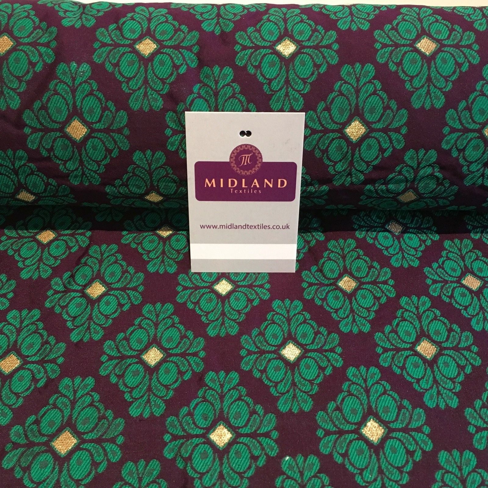 Indian Floral Gold geometric Jacquard brocade waistcoat fabric 45'  M724 Mtex - Midland Textiles & Fabric