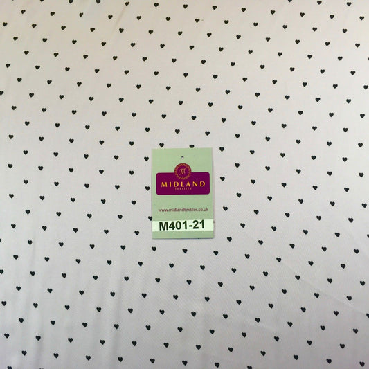 Lilac Silky Smooth Black Heart Printed Satin Dress fabric 58" M401-21 Mtex - Midland Textiles & Fabric