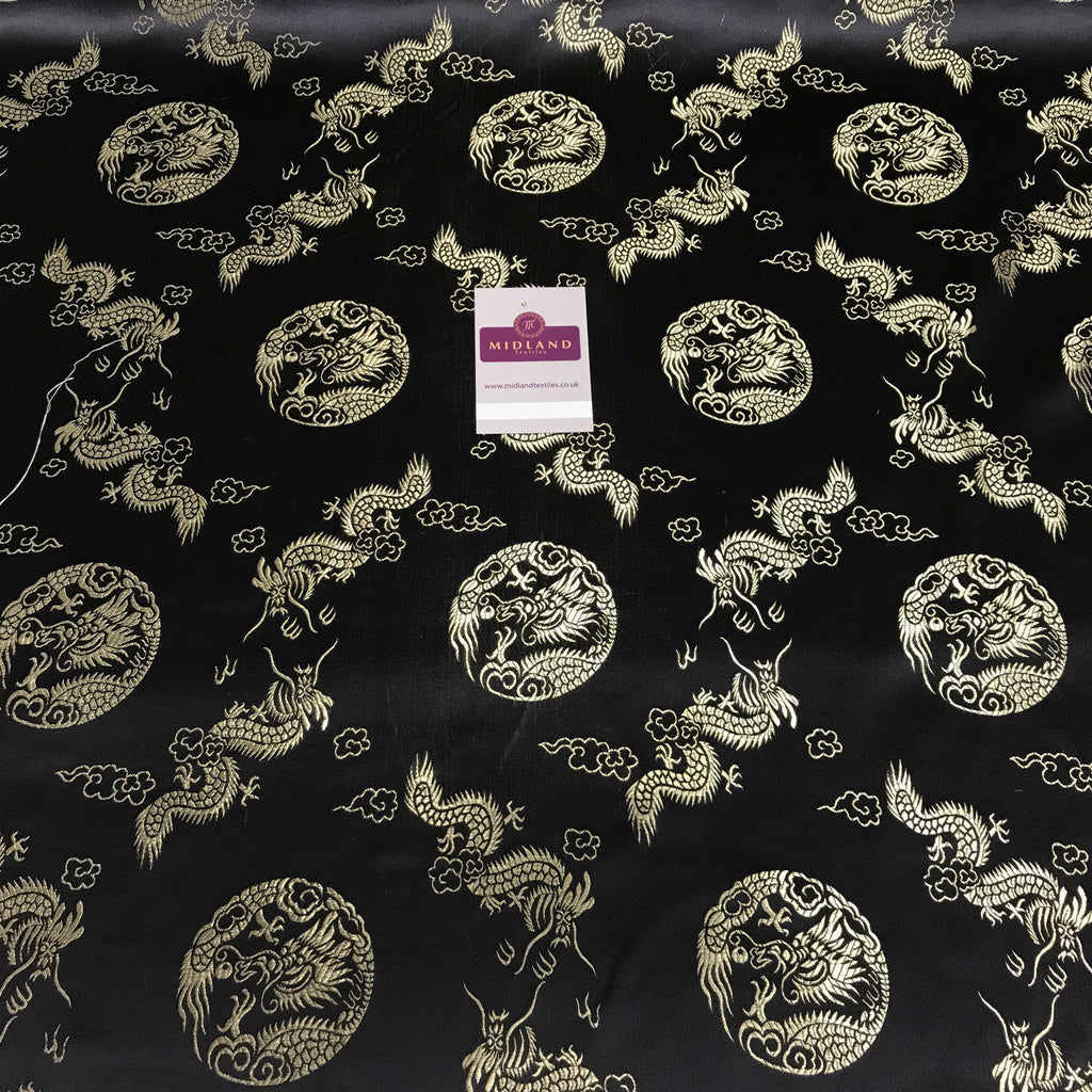 Traditional Oriental Gold Dragon Silk Satin Brocade 45