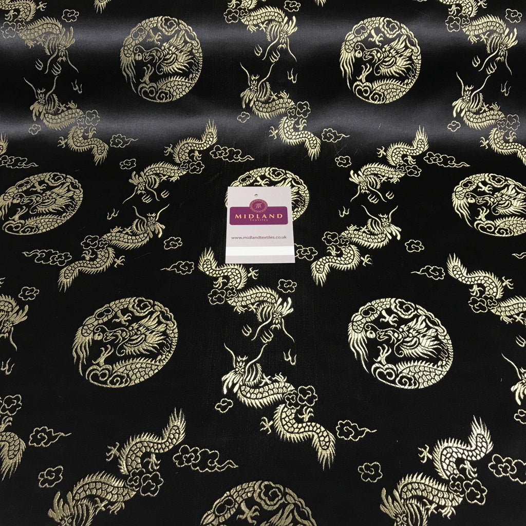 Traditional Oriental Gold Dragon Silk Satin Brocade 45