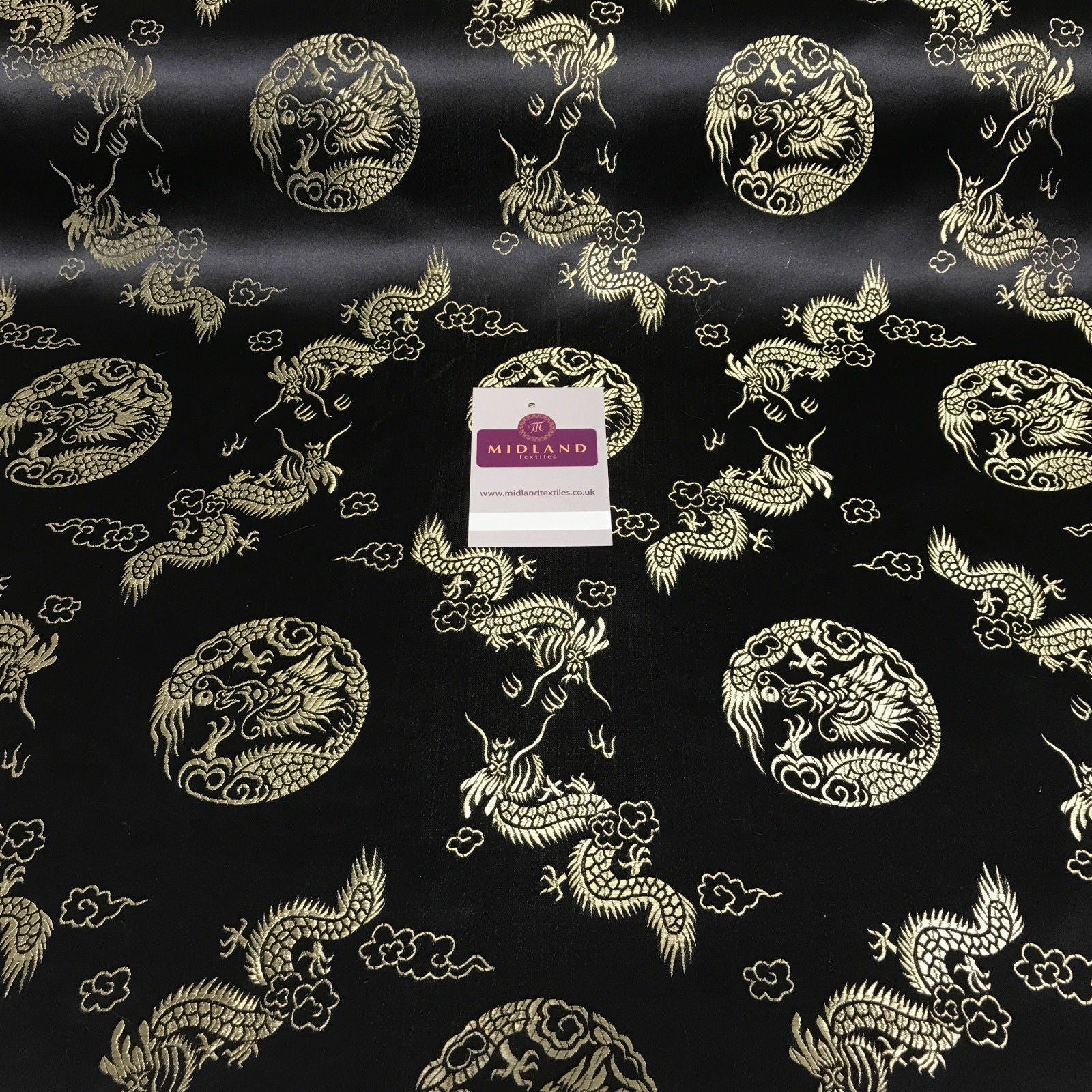 Traditional Oriental Gold Dragon Silk Satin Brocade 45' Wide M60 Mtex - Midland Textiles & Fabric
