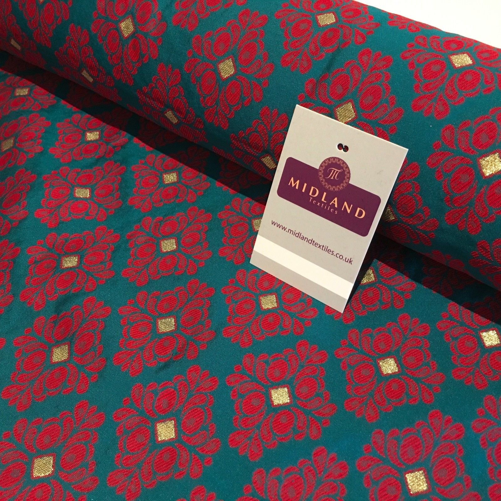 Indian Floral Gold geometric Jacquard brocade waistcoat fabric 45'  M724 Mtex - Midland Textiles & Fabric