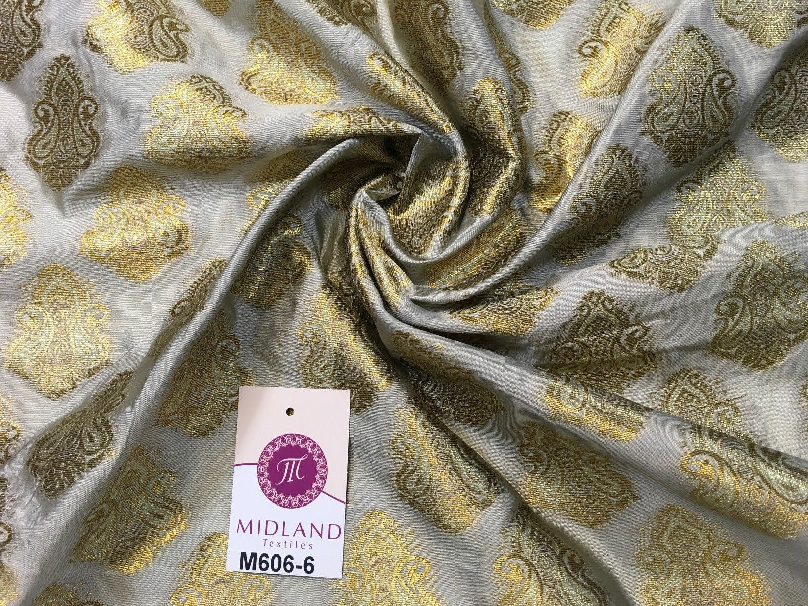 Indian Paisley Ornamental Metallic faux silk banarsi Brocade 44' Wide M606 - Midland Textiles & Fabric