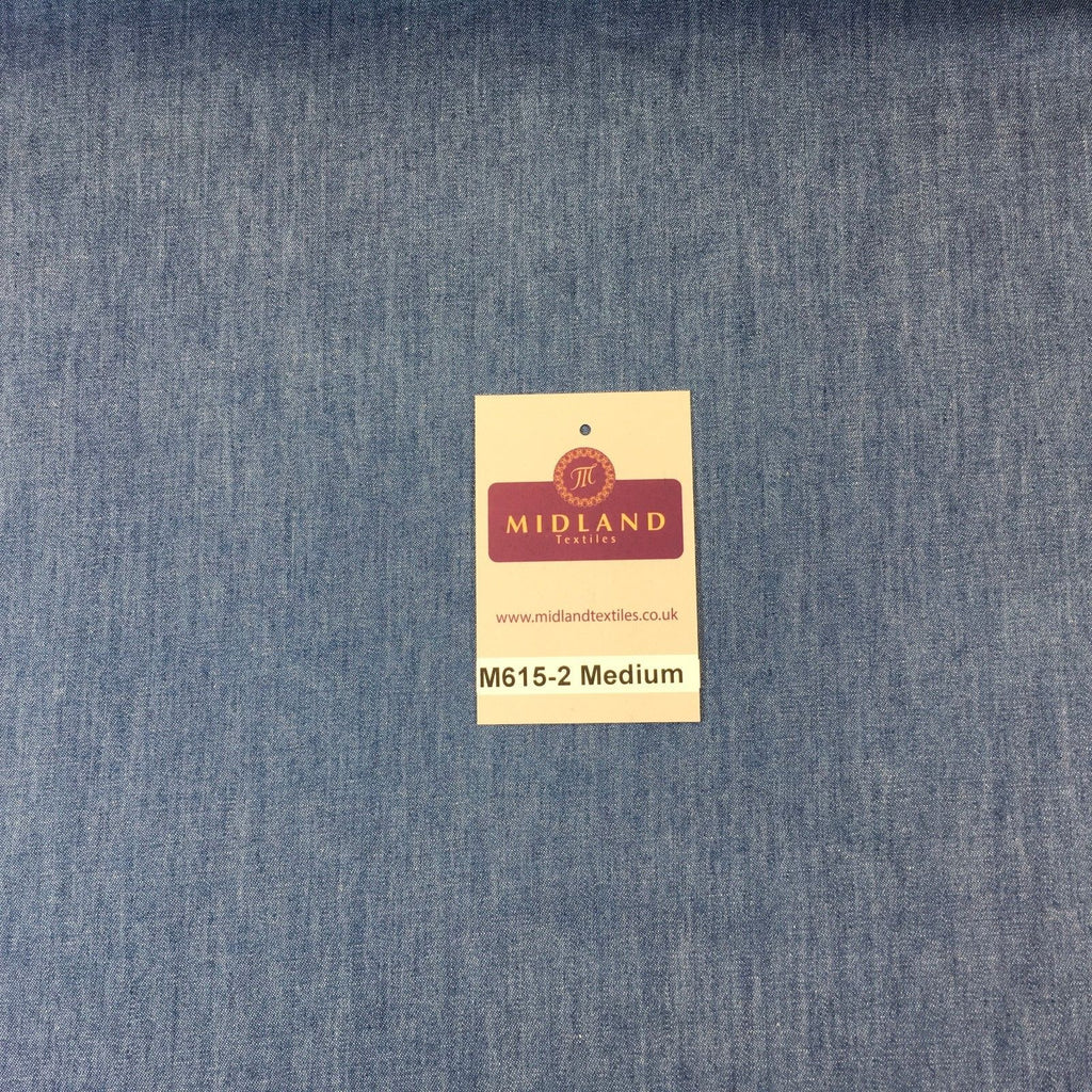 4oz Washed Denim Light-medium-dark blue 100% Cotton Fabric 146cm wide  M615 Mtex - Midland Textiles & Fabric