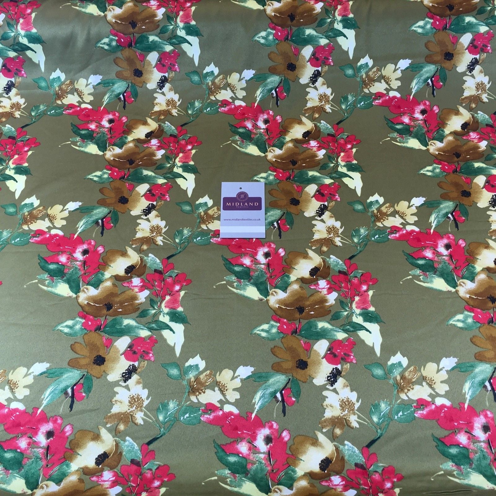 Silky Smooth Floral Satin Dress, Scarf fabric 58' Wide M727 Mtex - Midland Textiles & Fabric
