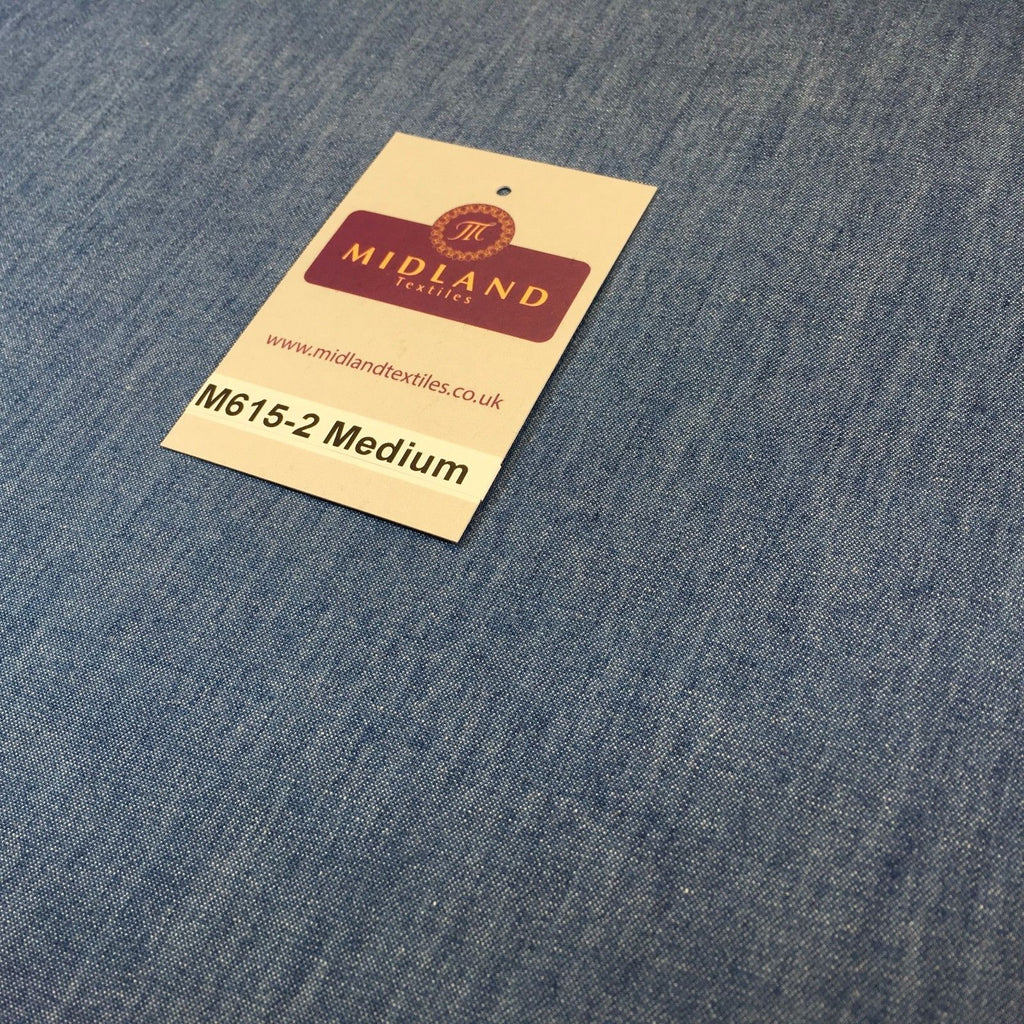 4oz Washed Denim Light-medium-dark blue 100% Cotton Fabric 146cm wide  M615 Mtex - Midland Textiles & Fabric