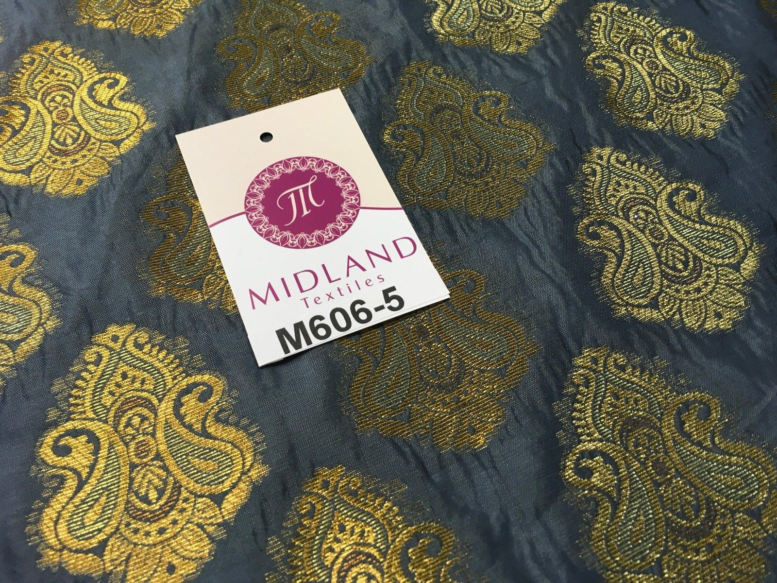 Indian Paisley Ornamental Metallic faux silk banarsi Brocade 44' Wide M606 - Midland Textiles & Fabric