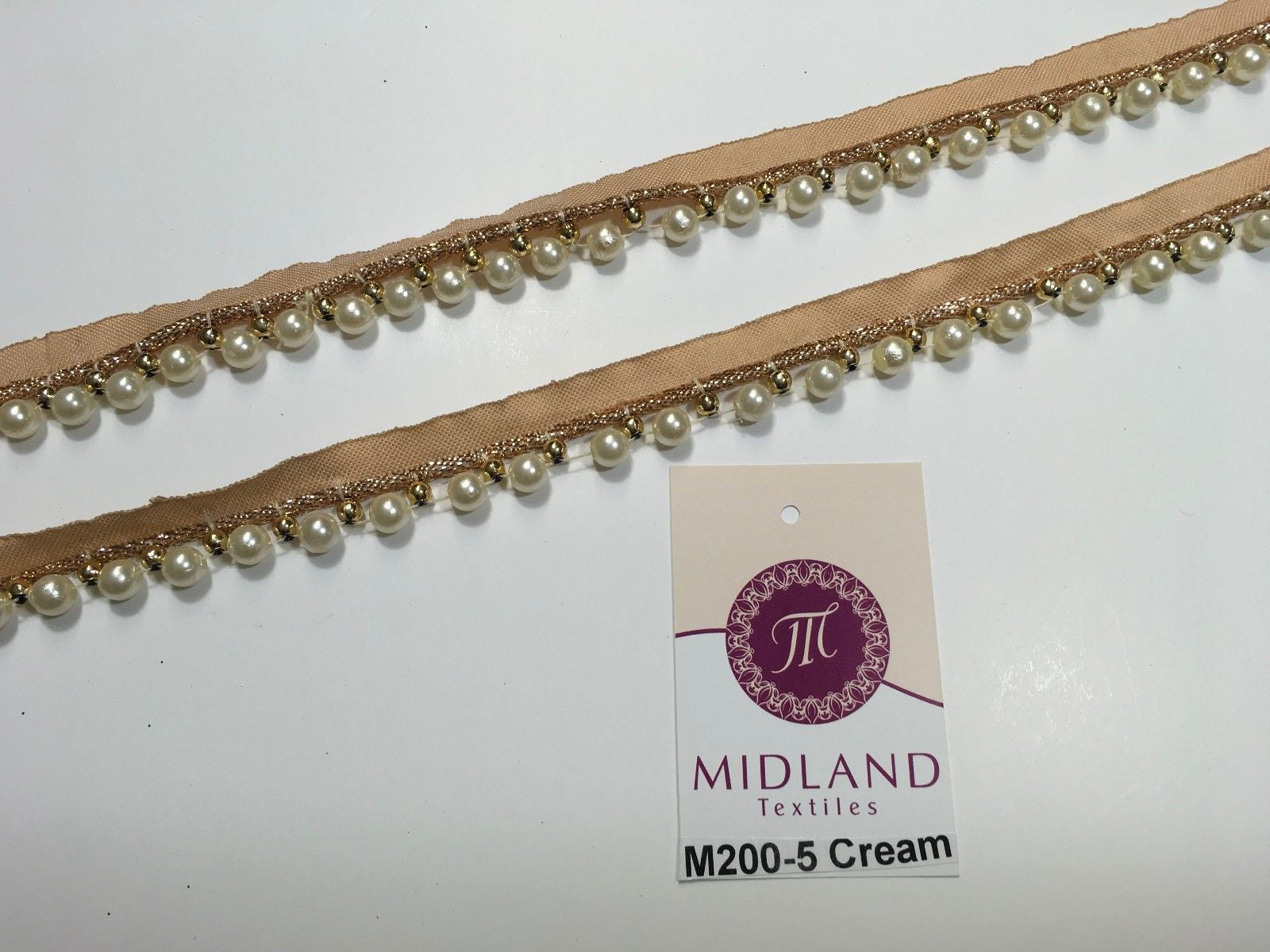Vintage Pearl beaded Ribbon Crafting, Edging and Trimmings M200 Mtex - Midland Textiles & Fabric