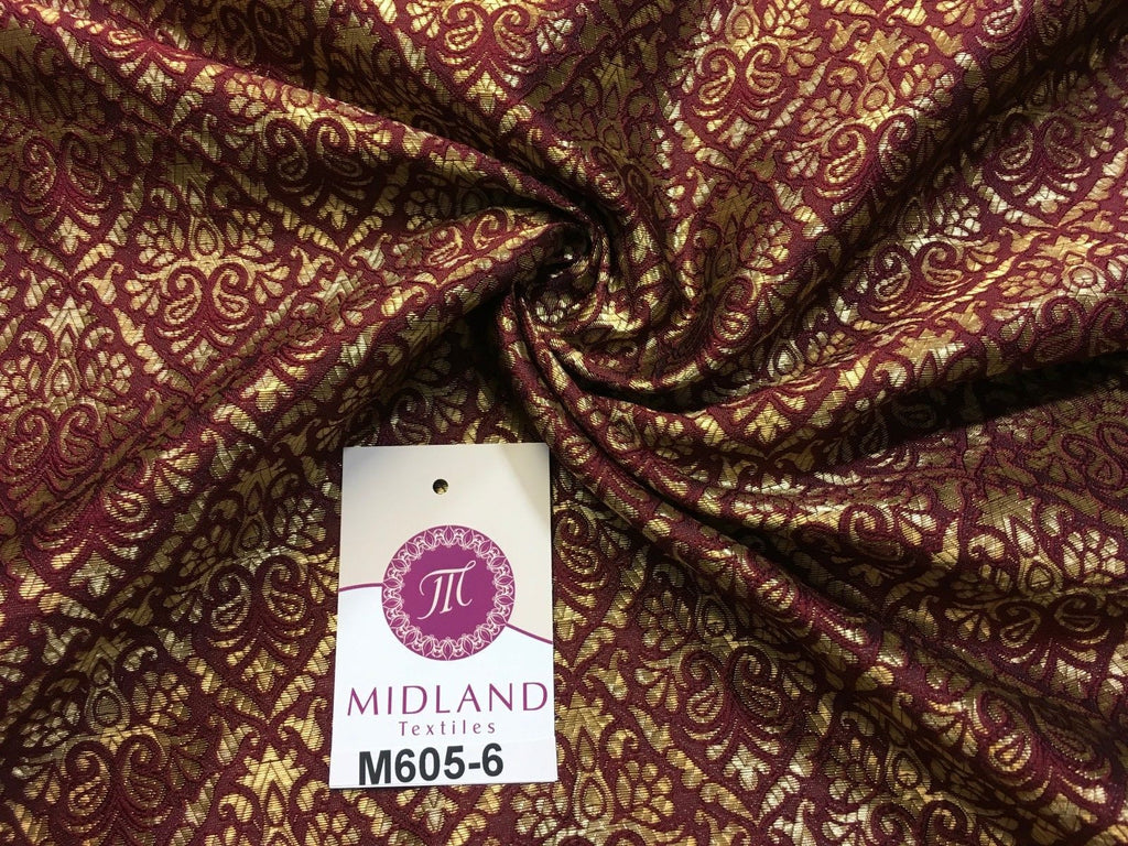 Indian Metallic Ornamental Jacquard faux silk banarsi Brocade 44