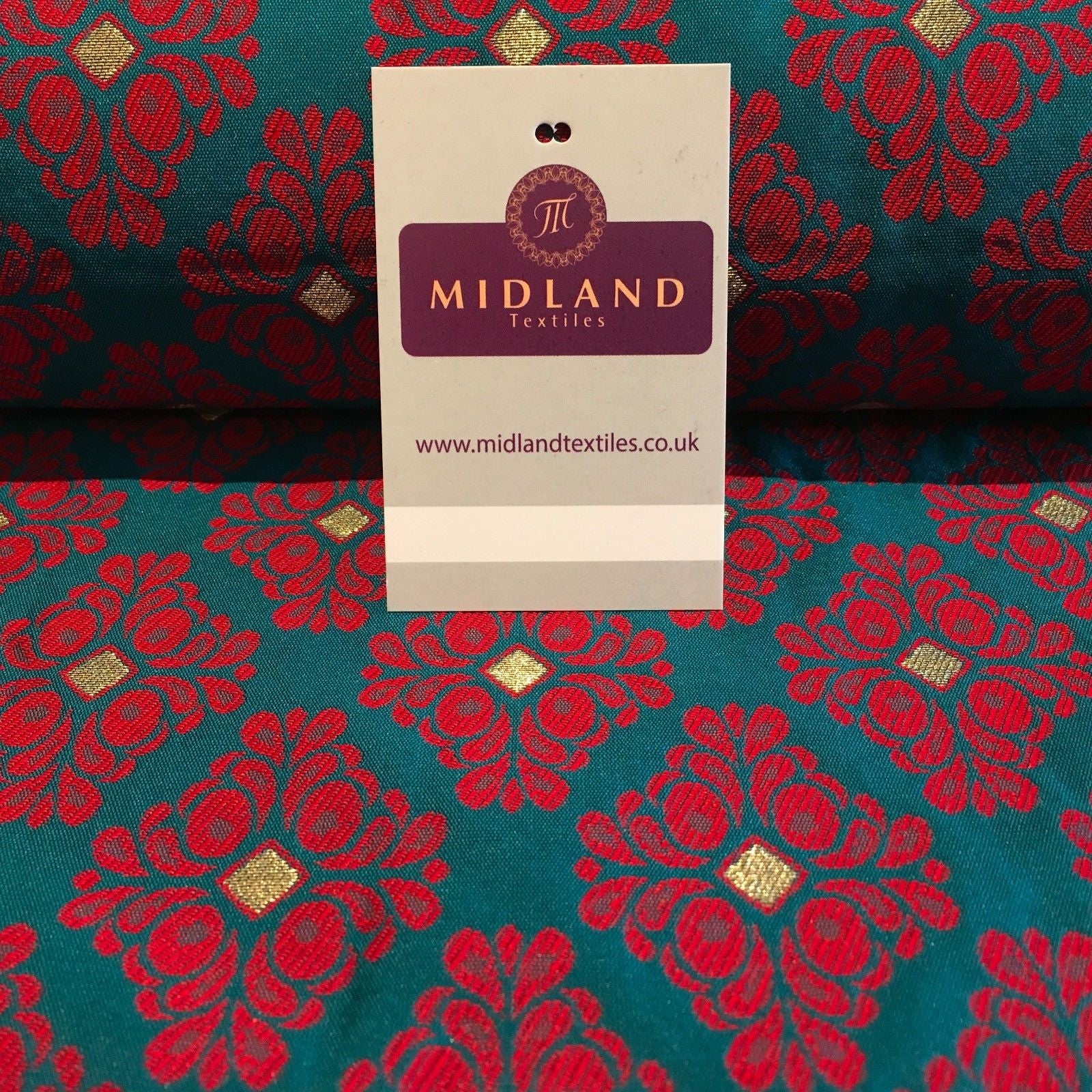 Indian Floral Gold geometric Jacquard brocade waistcoat fabric 45'  M724 Mtex - Midland Textiles & Fabric