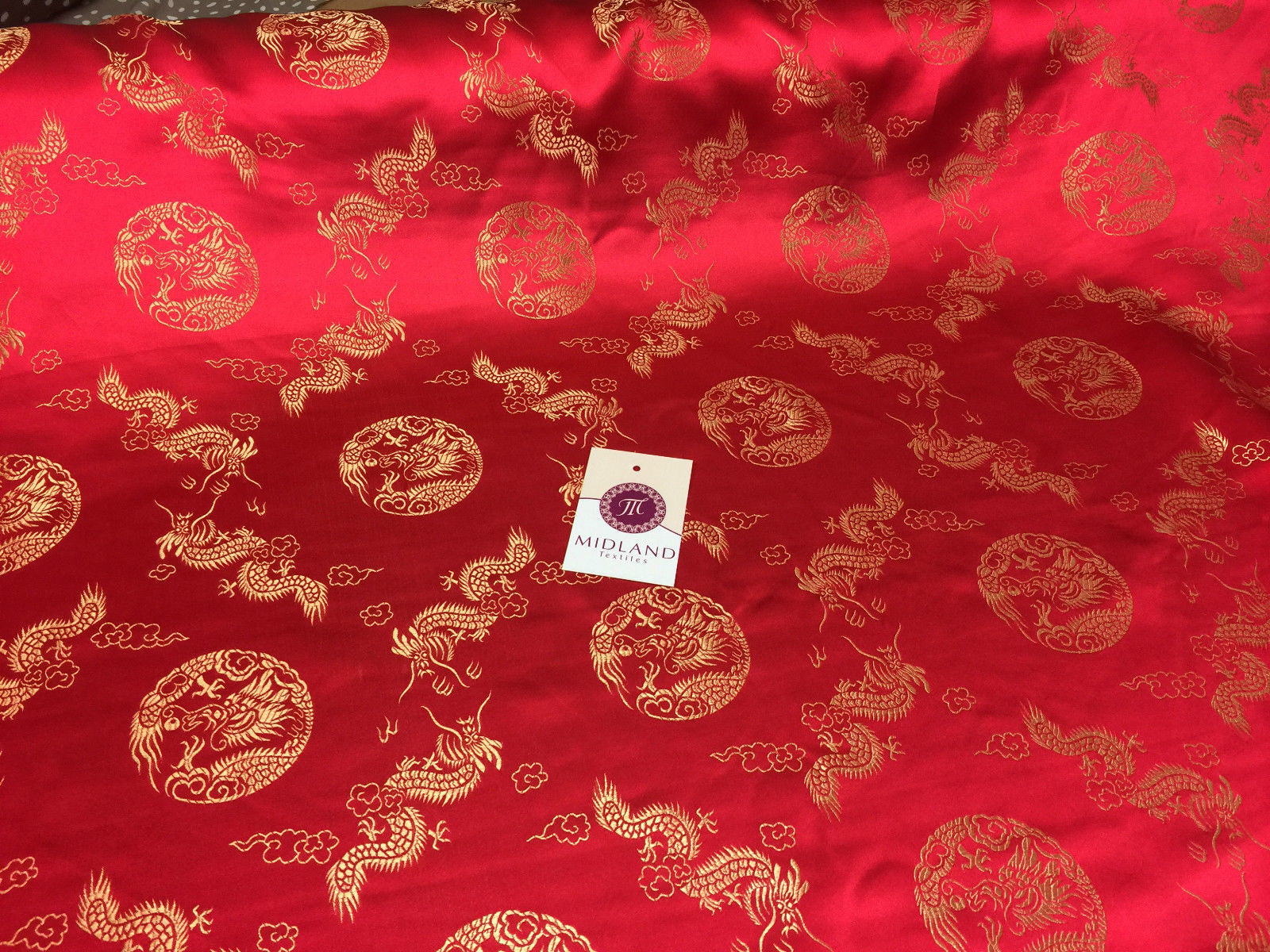 Traditional Oriental Gold Dragon Silk Satin Brocade 45' Wide M60 Mtex - Midland Textiles & Fabric