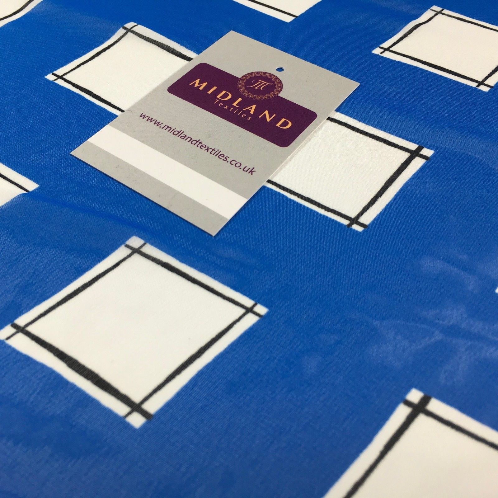 Cobalt blue and white check light chiffon Dress fabric 58' M401-18 Mtex - Midland Textiles & Fabric