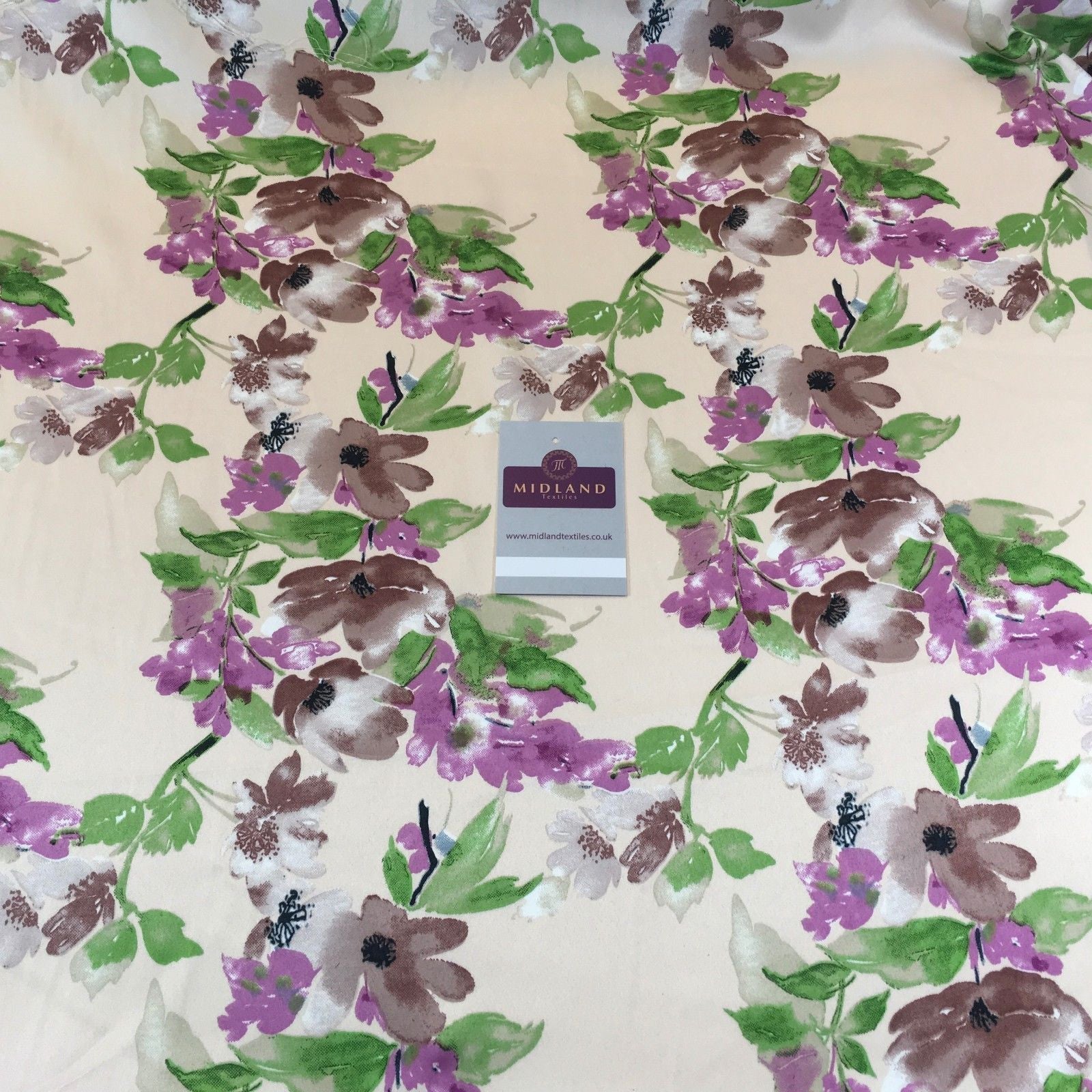 Silky Smooth Floral Satin Dress, Scarf fabric 58' Wide M727 Mtex - Midland Textiles & Fabric