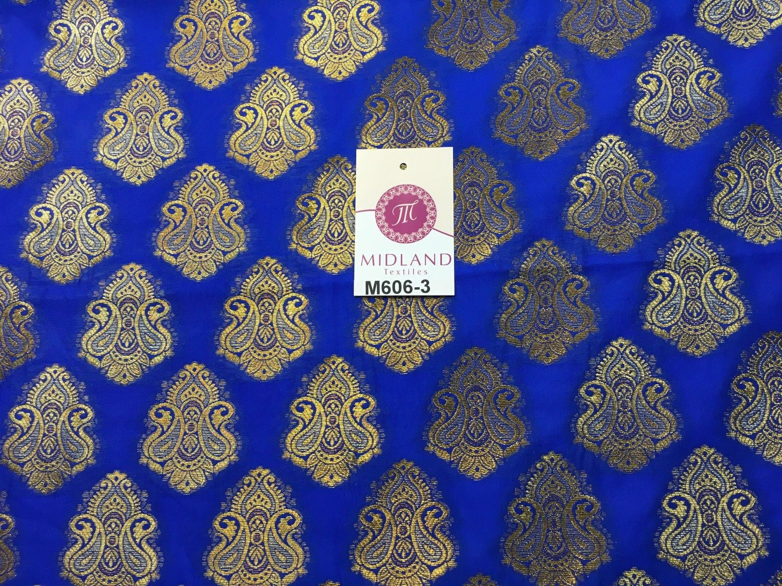 Indian Paisley Ornamental Metallic faux silk banarsi Brocade 44' Wide M606 - Midland Textiles & Fabric