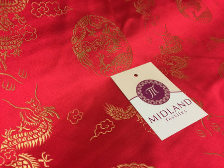 Traditional Oriental Gold Dragon Silk Satin Brocade 45" Wide M60 Mtex - Midland Textiles & Fabric