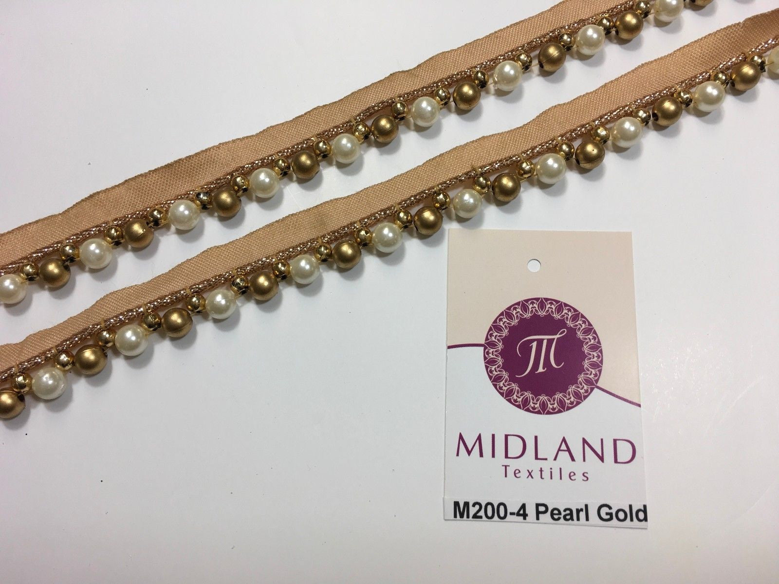 Vintage Pearl beaded Ribbon Crafting, Edging and Trimmings M200 Mtex - Midland Textiles & Fabric