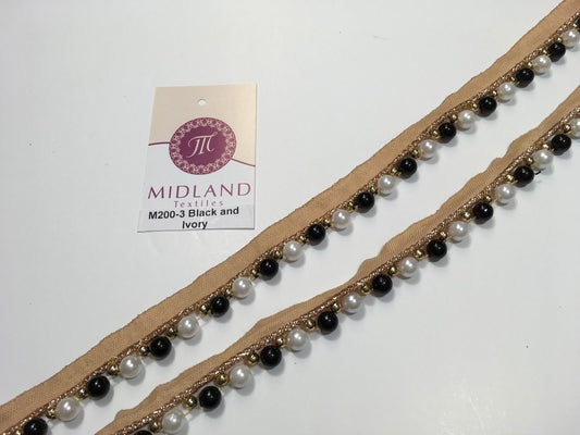 Vintage Pearl beaded Ribbon Crafting, Edging and Trimmings M200 Mtex - Midland Textiles & Fabric