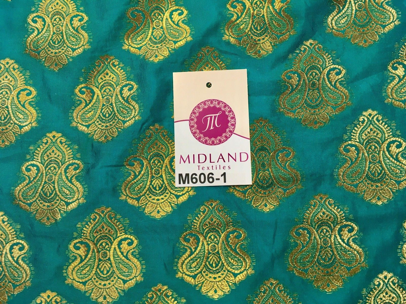 Indian Paisley Ornamental Metallic faux silk banarsi Brocade 44' Wide M606 - Midland Textiles & Fabric