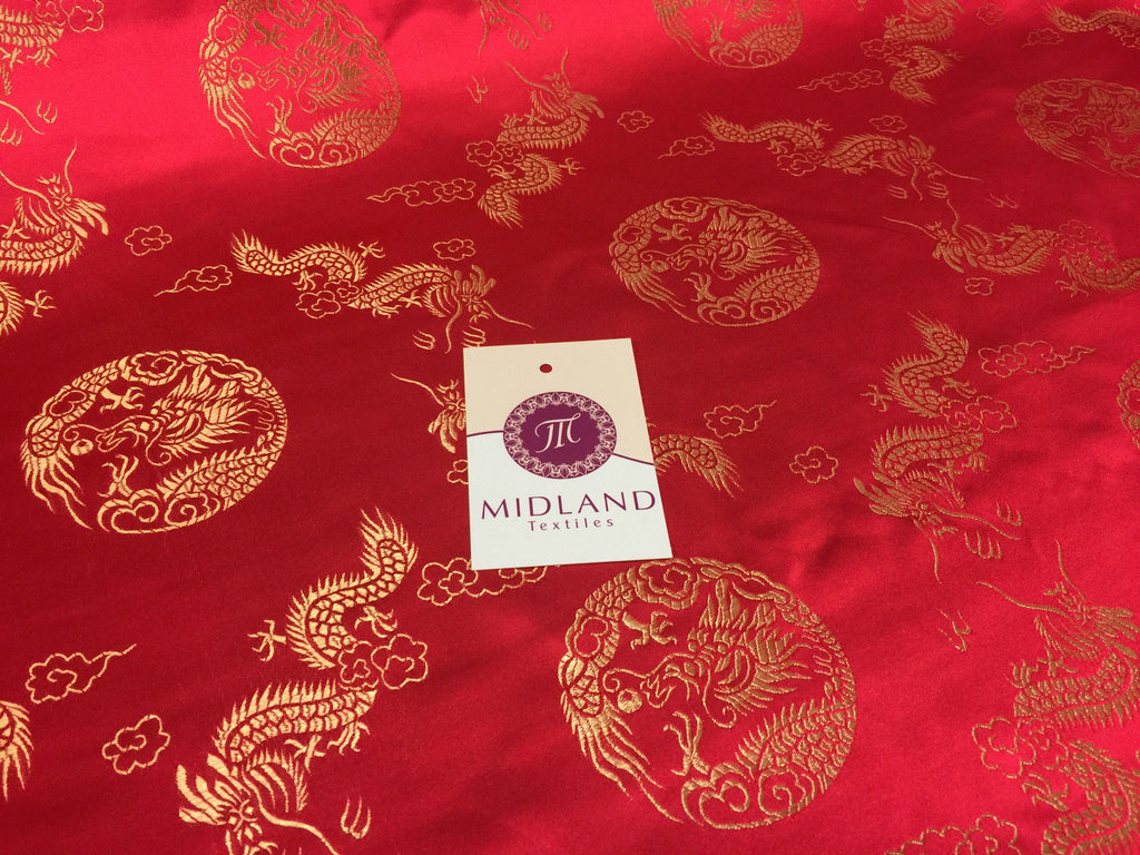 Traditional Oriental Gold Dragon Silk Satin Brocade 45