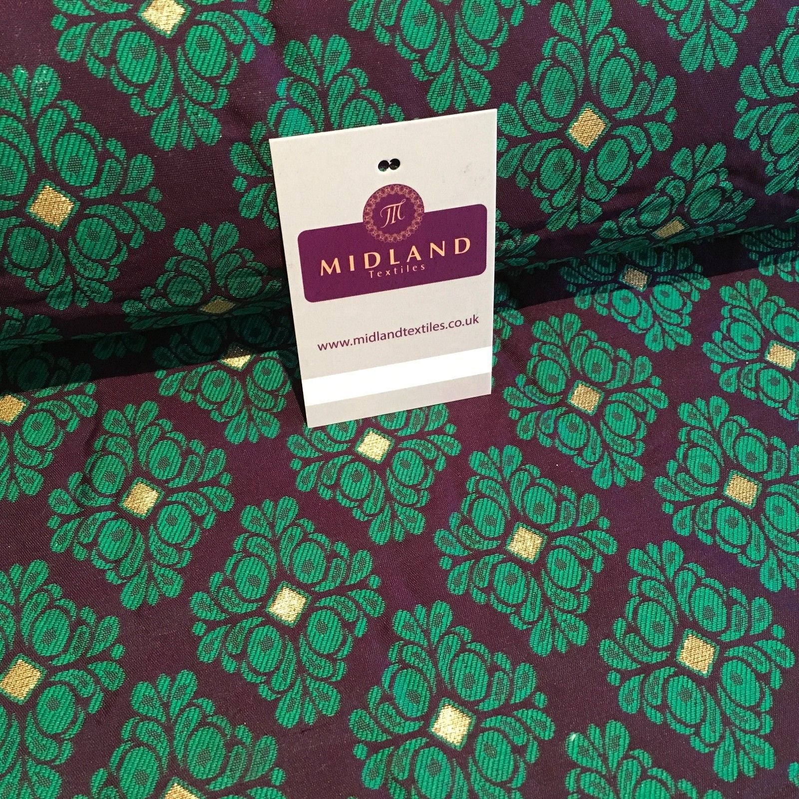 Indian Floral Gold geometric Jacquard brocade waistcoat fabric 45'  M724 Mtex - Midland Textiles & Fabric