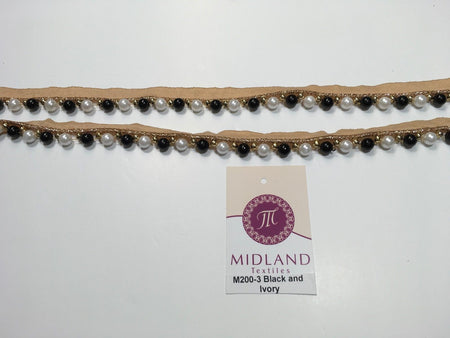 Vintage Pearl beaded Ribbon Crafting, Edging and Trimmings M200 Mtex - Midland Textiles & Fabric