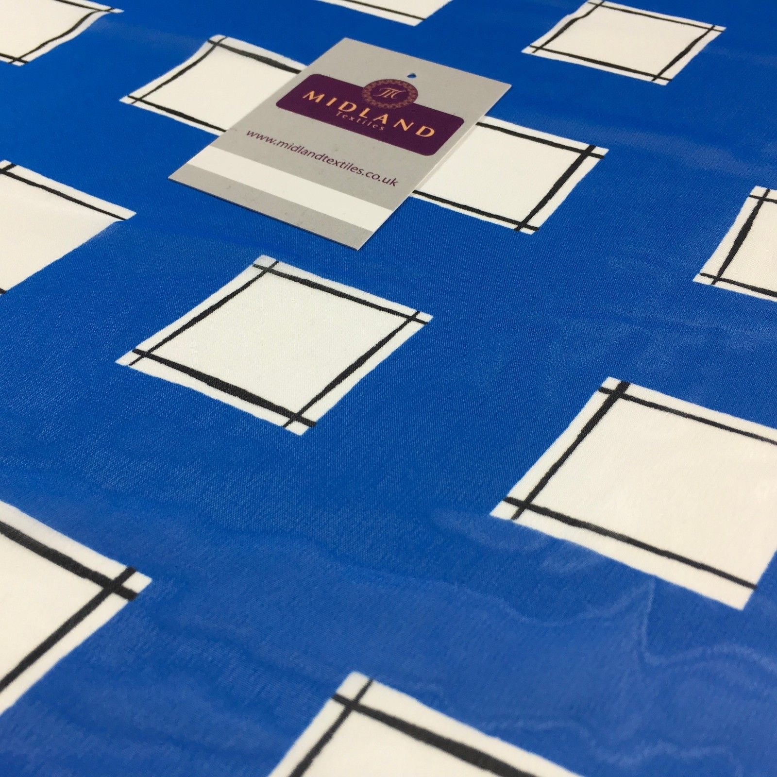 Cobalt blue and white check light chiffon Dress fabric 58' M401-18 Mtex - Midland Textiles & Fabric