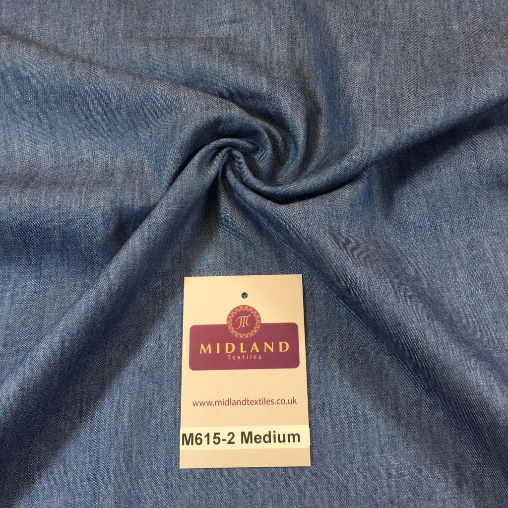 4oz Washed Denim Light-medium-dark blue 100% Cotton Fabric 146cm wide  M615 Mtex - Midland Textiles & Fabric