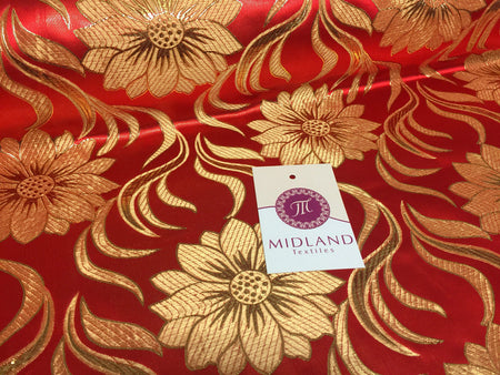 Red and gold floral Metallic jacquard brocade Fabric 58" Wide M380 Mtex - Midland Textiles & Fabric