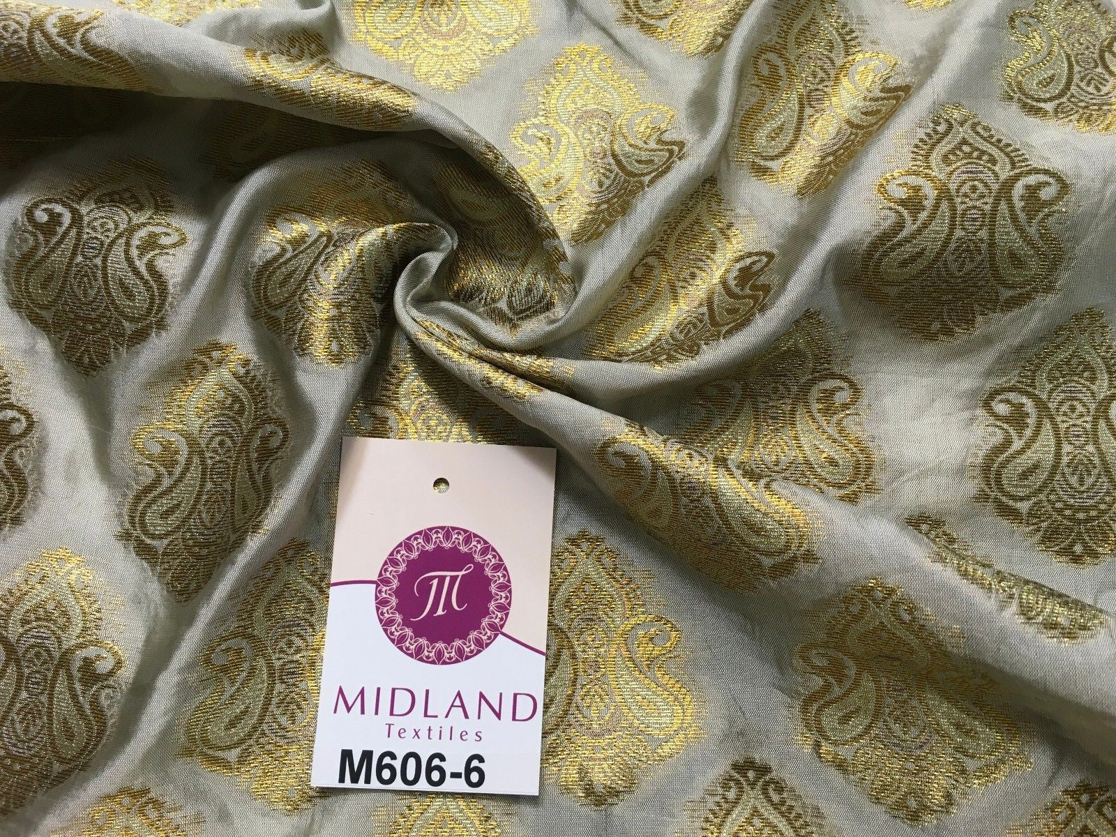 Indian Paisley Ornamental Metallic faux silk banarsi Brocade 44' Wide M606 - Midland Textiles & Fabric