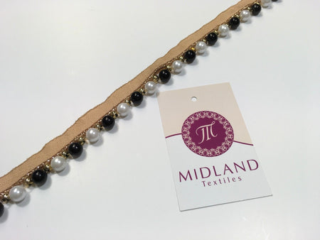 Vintage Pearl beaded Ribbon Crafting, Edging and Trimmings M200 Mtex - Midland Textiles & Fabric