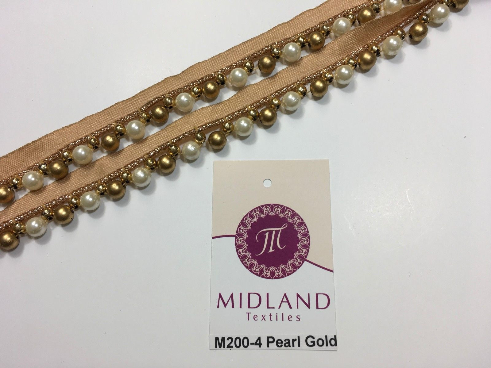 Vintage Pearl beaded Ribbon Crafting, Edging and Trimmings M200 Mtex - Midland Textiles & Fabric