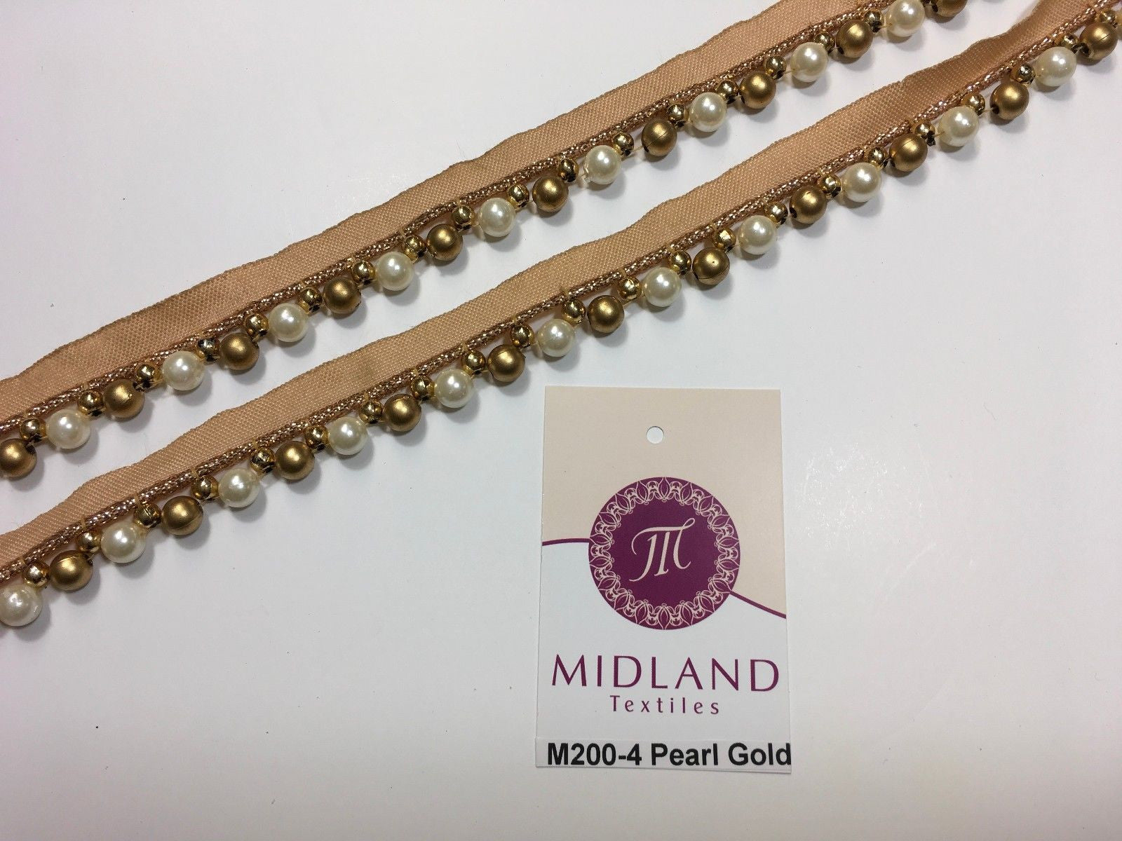 Vintage Pearl beaded Ribbon Crafting, Edging and Trimmings M200 Mtex - Midland Textiles & Fabric