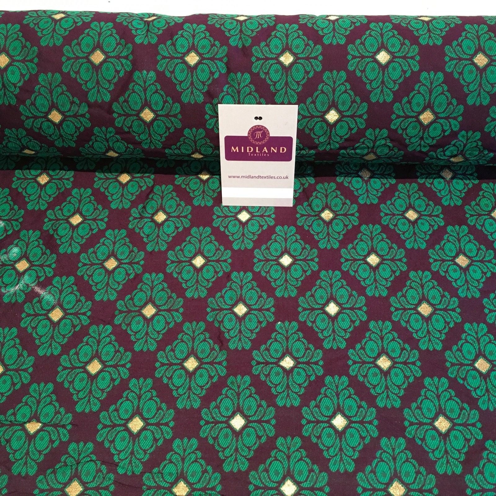 Indian Floral Gold geometric Jacquard brocade waistcoat fabric 45'  M724 Mtex - Midland Textiles & Fabric