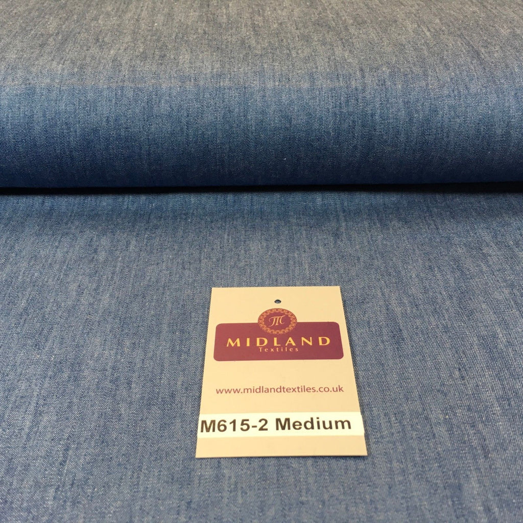 4oz Washed Denim Light-medium-dark blue 100% Cotton Fabric 146cm wide  M615 Mtex - Midland Textiles & Fabric