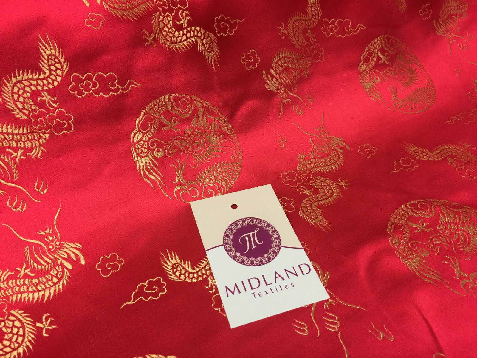 Traditional Oriental Gold Dragon Silk Satin Brocade 45' Wide M60 Mtex - Midland Textiles & Fabric