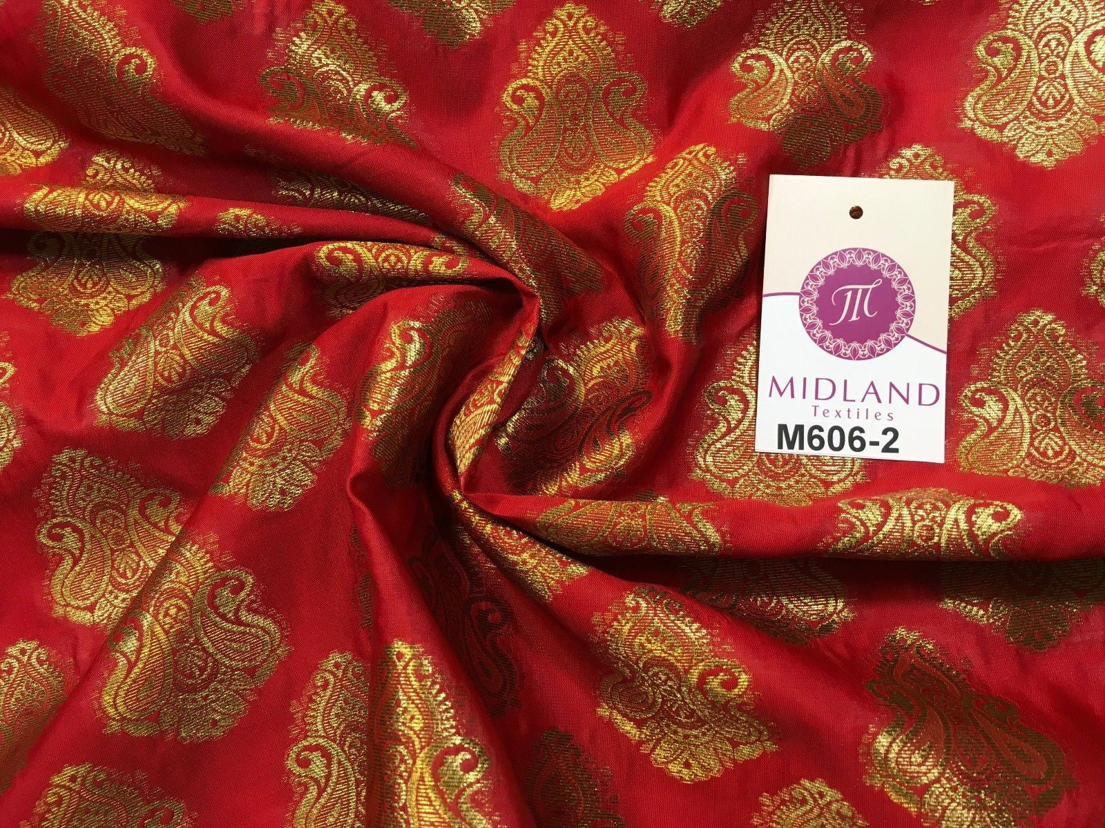 Indian Paisley Ornamental Metallic faux silk banarsi Brocade 44' Wide M606 - Midland Textiles & Fabric