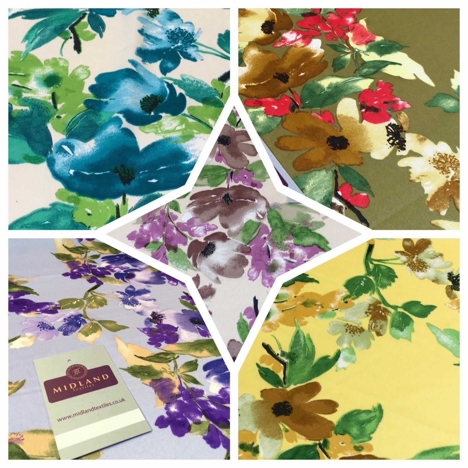 Silky Smooth Floral Satin Dress, Scarf fabric 58' Wide M727 Mtex - Midland Textiles & Fabric